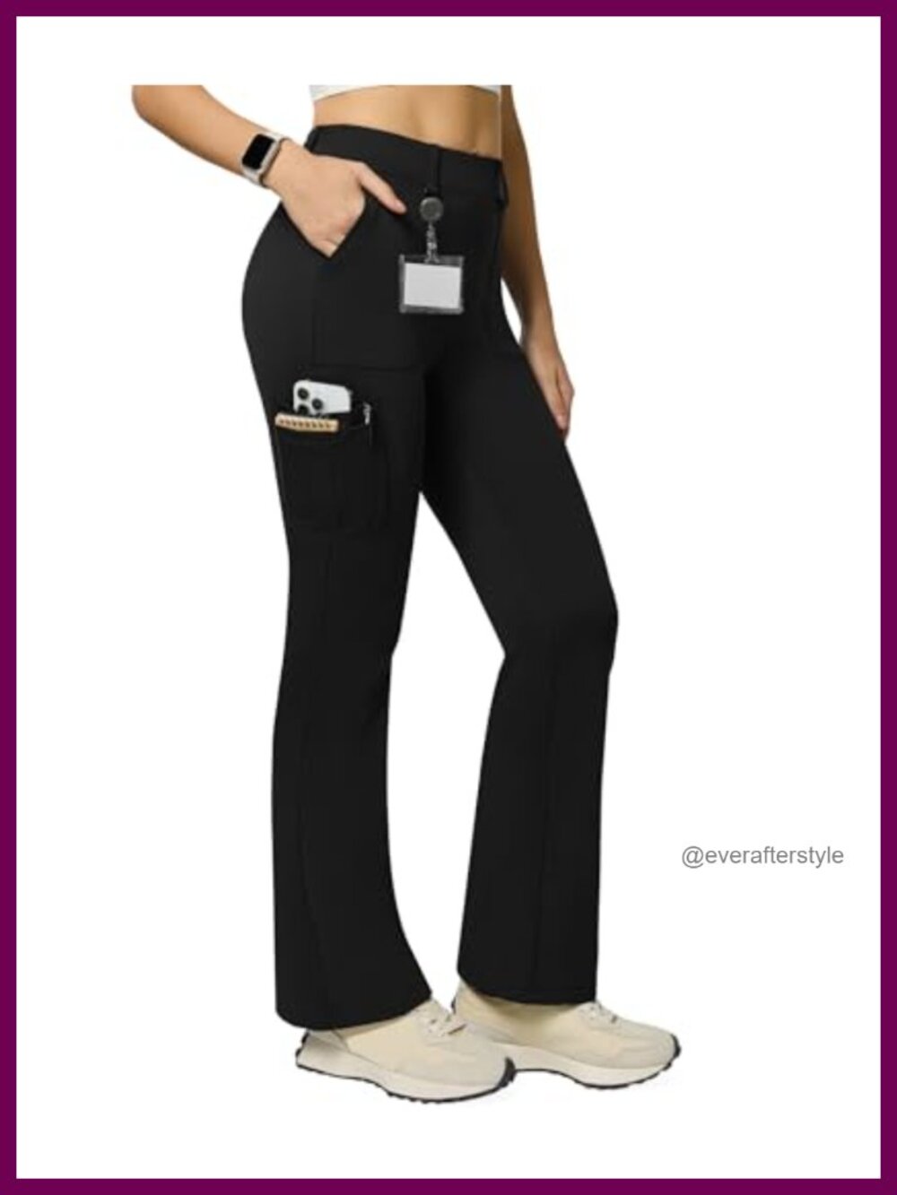 Stretch Cargo Pants High Waist Bootcut Flare Leggings 6 Pockets